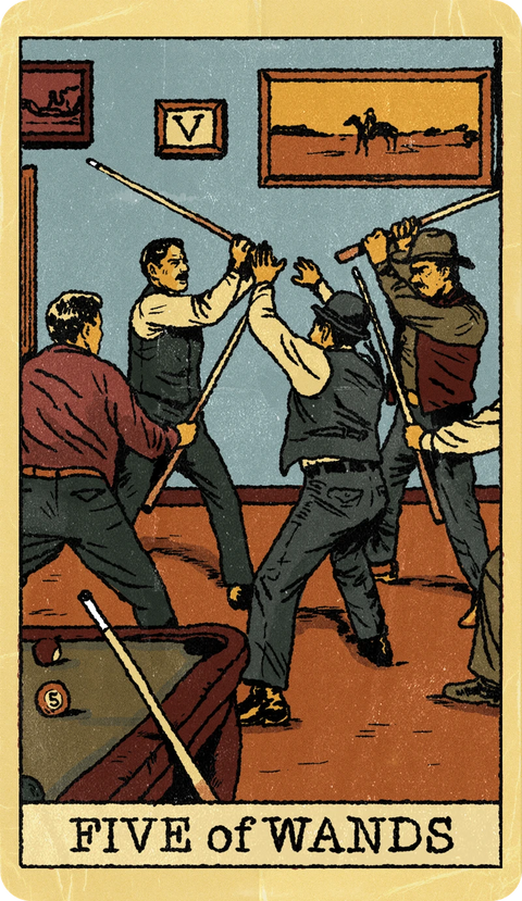 Five of Wands, Tarot for Bros™ Standard Issue Deck