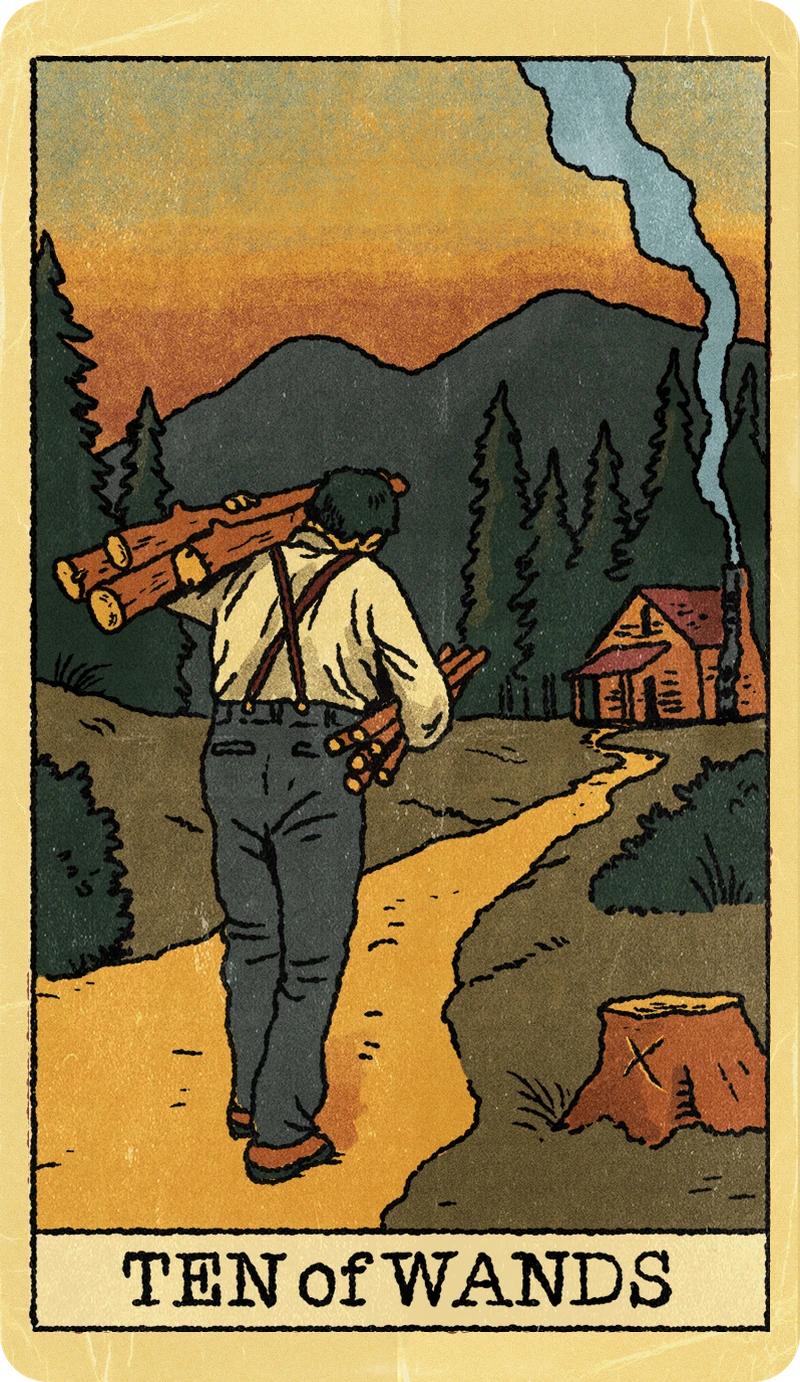 Ten of Wands, Tarot for Bros™ Standard Issue Deck