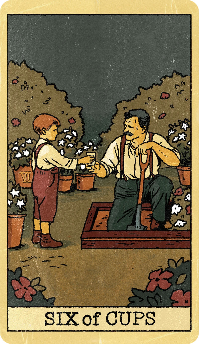 Six of Cups, Tarot for Bros™ Standard Issue Deck