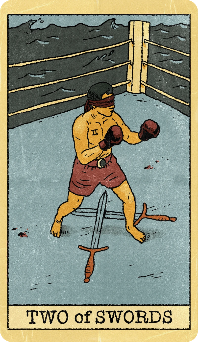 Two of Swords, Tarot for Bros™ Standard Issue Deck
