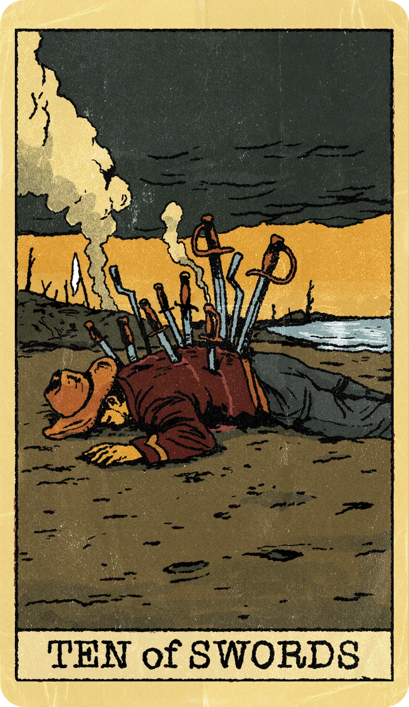Ten of Swords, Tarot for Bros™ Standard Issue Deck