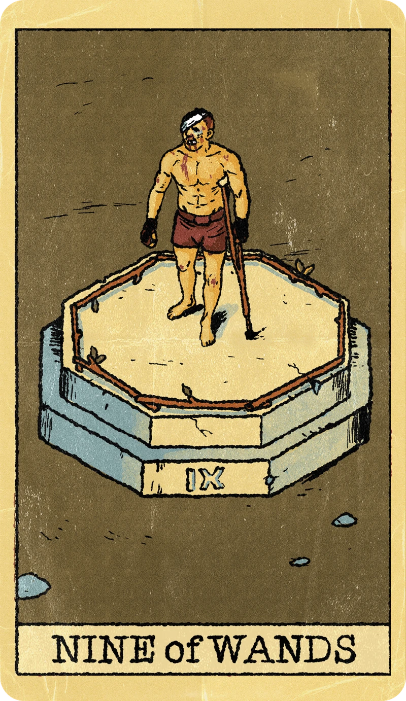Nine of Wands, Tarot for Bros™ Standard Issue Deck
