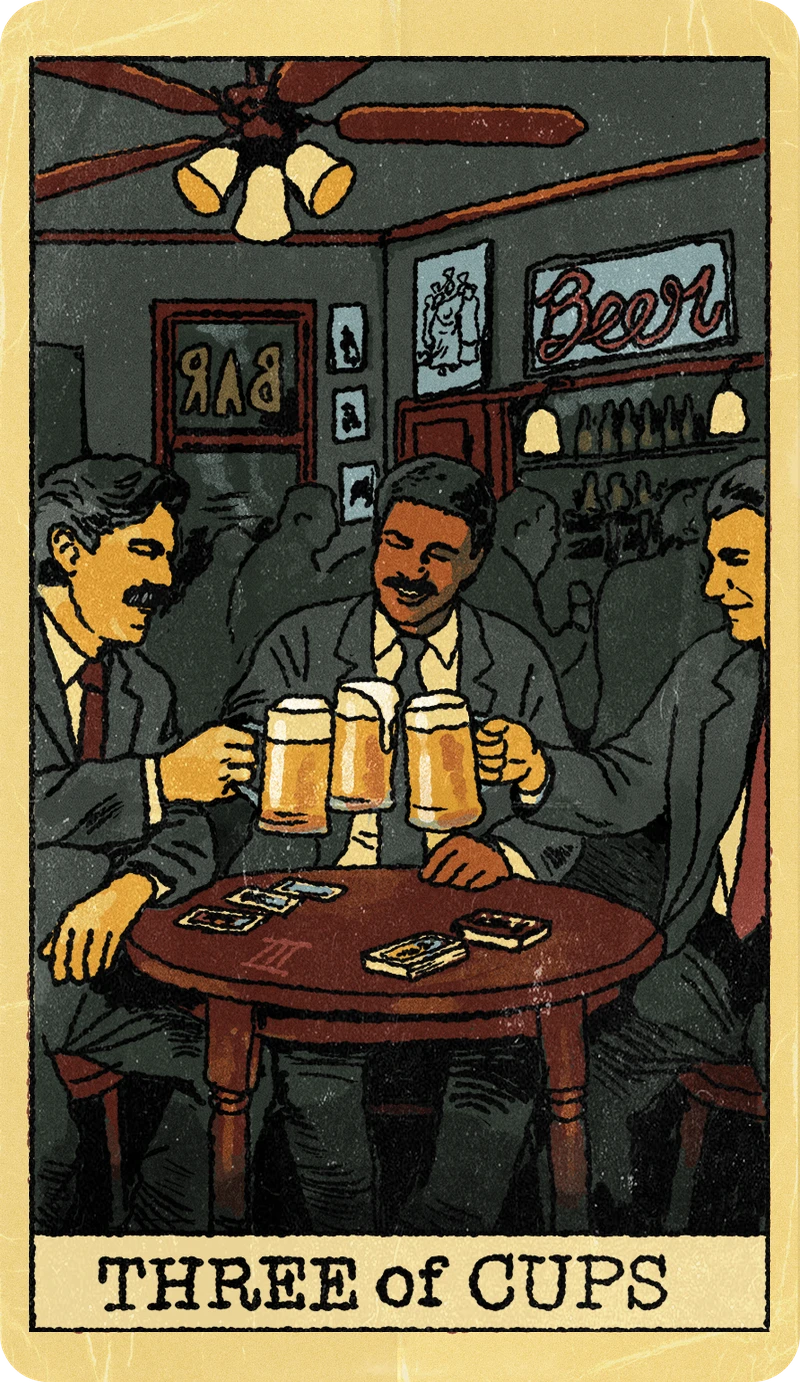 Three of Cups, Tarot for Bros™ Standard Issue Deck