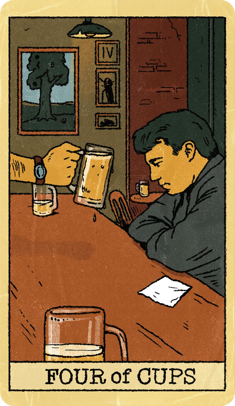 Four of Cups, Tarot for Bros™ Standard Issue Deck