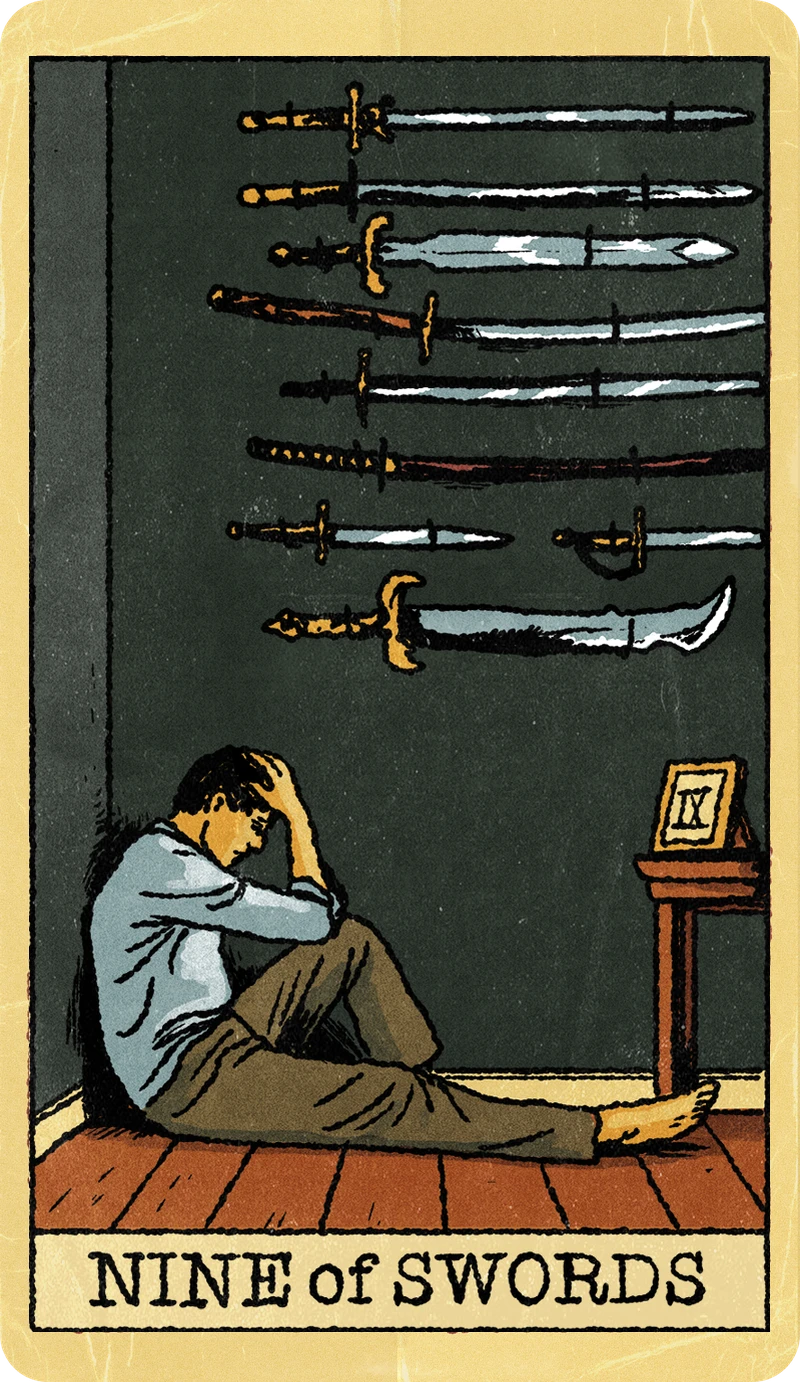 Nine of Swords, Tarot for Bros™ Standard Issue Deck