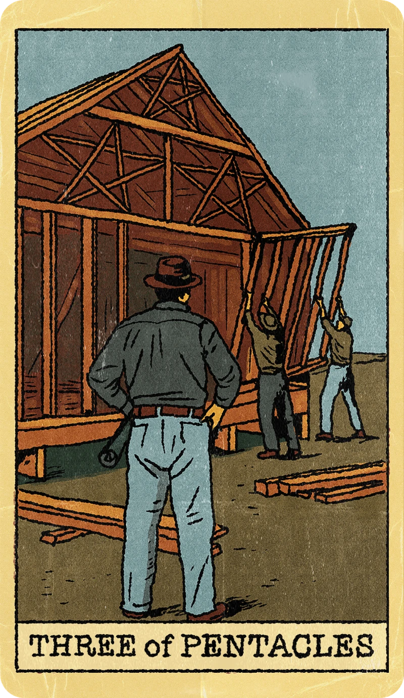Three of Pentacles, Tarot for Bros™ Standard Issue Deck