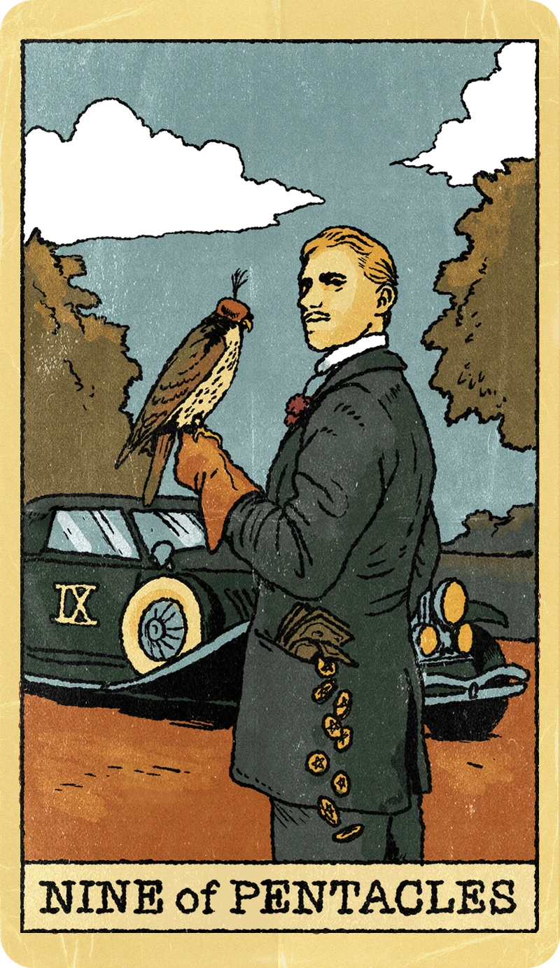 Nine of Pentacles, Tarot for Bros™ Standard Issue Deck